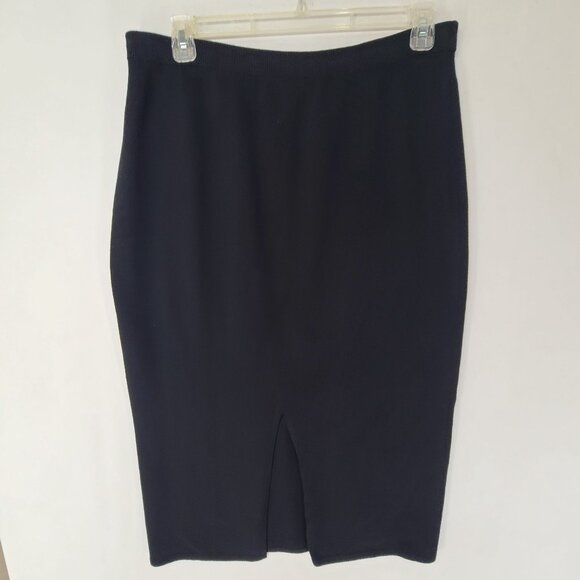 St. John  BASICS Women's Santana Knit Midi Skirt Black Size 16 Designer Classic - Picture 4 of 7
